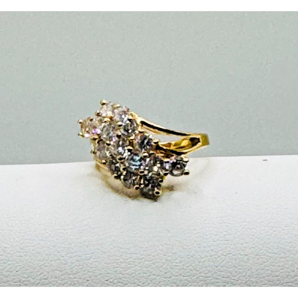 EDCO Gold Tone Diamond CZ Ring Size 4 3/4
